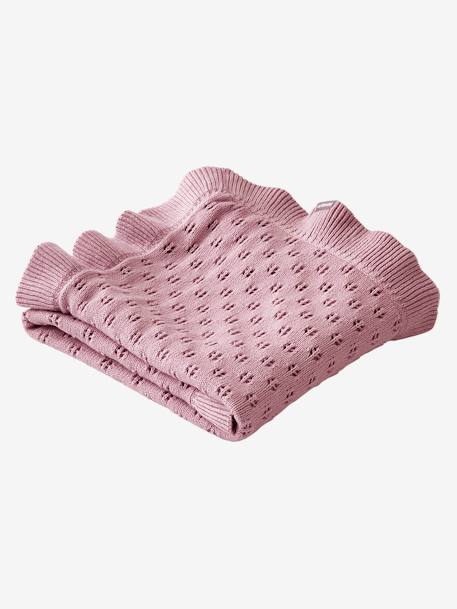 Baby Strickdecke PROVENCE, Pointelle-Muster violett 1