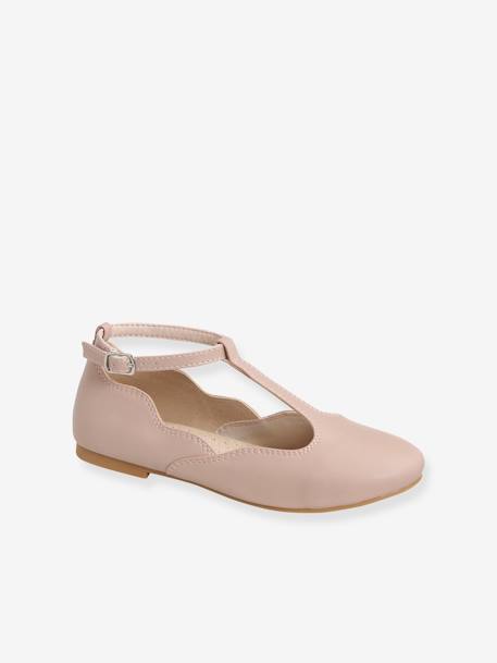 Festliche Mädchen Ballerinas mit Schnalle weiß+zartrosa 12