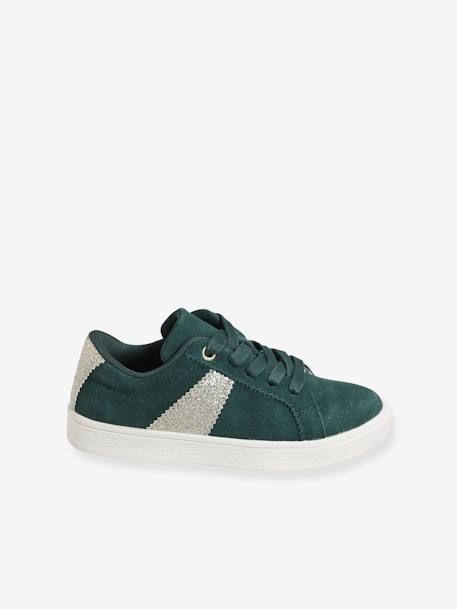 Mädchen Sneakers, Reißverschluss camelfarben+grün 10