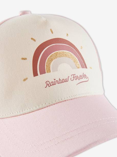 Mädchen Basecap, Regenbogen rosa bedruckt 3