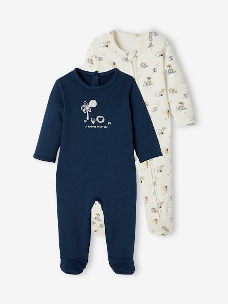 2er-Pack Baby Strampler aus Sweatware  Oeko-Tex - pack blau - 1