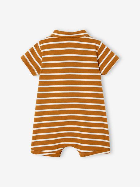 Kurzoverall Jungen Baby, Polokragen Oeko-Tex karamell gestreift+marine/weiß 2