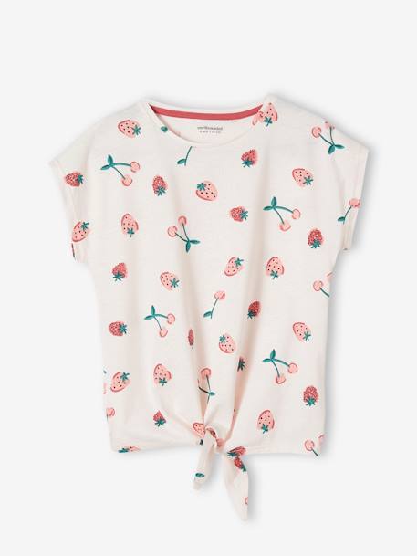 Mädchen T-Shirt Oeko-Tex - khaki+marine+vanille+wollweiß+zartrosa/kirschen+erdbeeren - 21