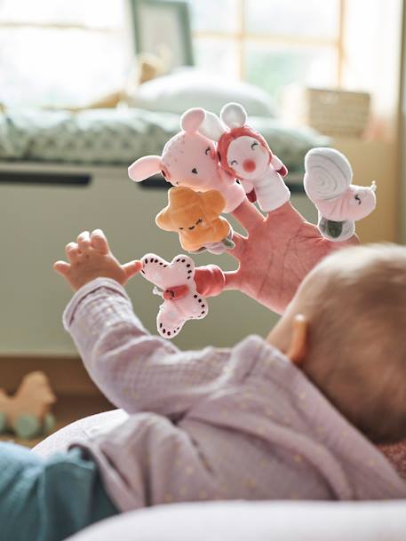 Baby Stoffbuch mit Plüschtieren ROSA WELT mehrfarbig 5