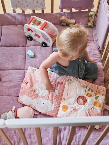 Baby Stoffbuch mit Plüschtieren ROSA WELT mehrfarbig 3