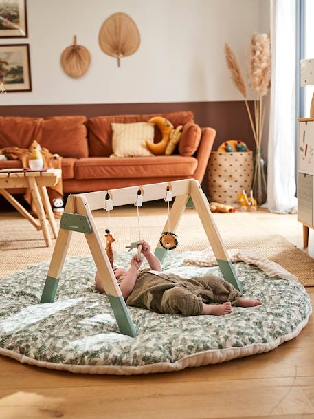 Wendbare Baby Spieldecke - weiß/grün bedruckt pandafreund - 1