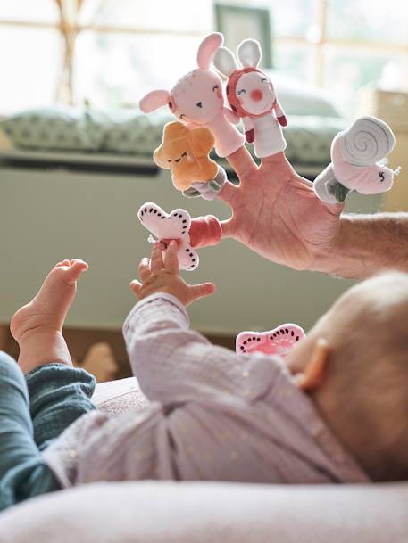 Baby Stoffbuch mit Plüschtieren ROSA WELT mehrfarbig 2