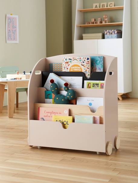 Kinderzimmer Bücherregal mit Rollen SCHOOL - grün+rosa+weiß - 9