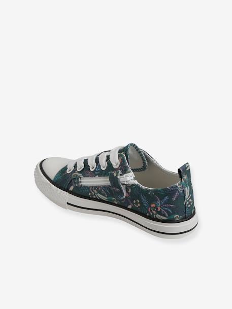 Mädchen Stoff-Sneakers mit Reißverschluss - grün bedruckt/tropical+weiß bedruckt - 3