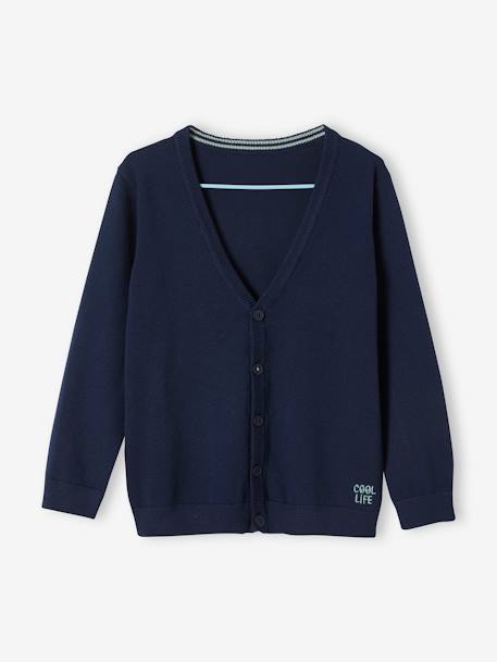 Jungen Strickjacke, College-Style BASIC - grau meliert+marine - 5