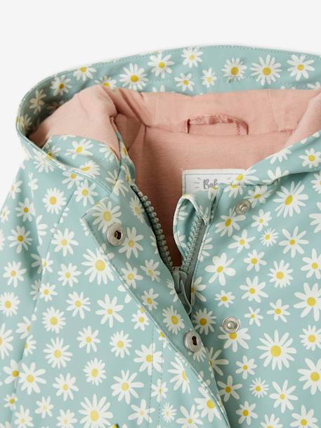 Mädchen Baby Regenjacke - aquamarin gänseblümchen - 4