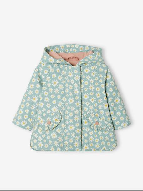 Mädchen Baby Regenjacke - aquamarin gänseblümchen - 6