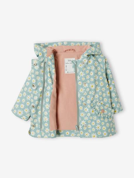 Mädchen Baby Regenjacke - aquamarin gänseblümchen - 7