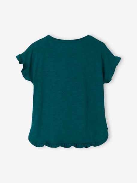 Mädchen T-Shirt mit Pailletten-Print und Volants altrosa+aqua+grün+hellrosa 9