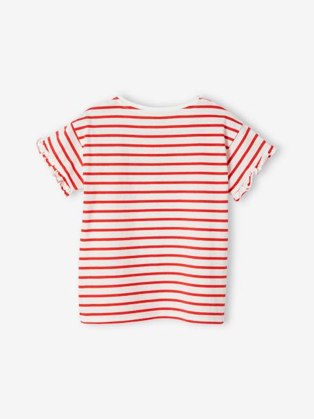 Mädchen T-Shirt mit Pailletten-Applikation - blau gestreift/love la vie+dunkelblau/kirschen+himmelblau libellen+rot gestreift/happy&lovely her - 16