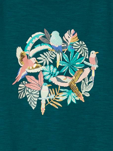 Mädchen T-Shirt mit Pailletten-Print und Volants Oeko-Tex - altrosa+aqua+grün+hellrosa - 10