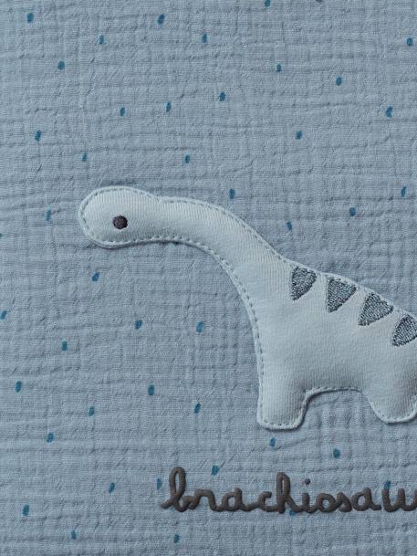 Baby Bettumrandung / Polster für Laufgitter KLEINER DINO Oeko-Tex - blaugrau bedruckt - 7