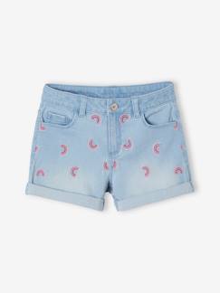 Maedchenkleidung-Mädchen Jeansshorts, bestickt