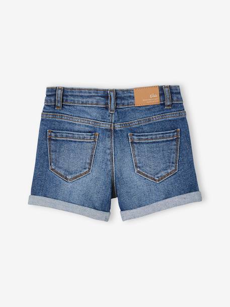 Mädchen Jeansshorts mit Umschlag BASIC Oeko-Tex - blue stone+dark blue - 2