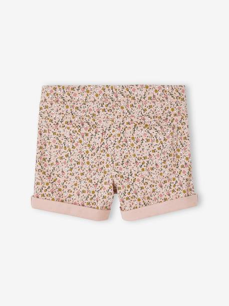 Mädchen Shorts, Blumen, Bundweite verstellbar pfirsich bedruckt 2