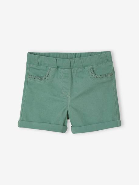 Mädchen Shorts, Makrameespitze BASIC, Bundweite verstellbar erdbeere+grün+pfirsich 4