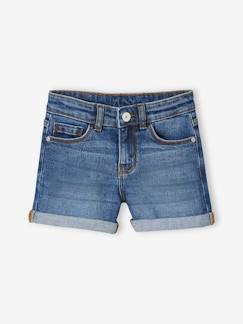 Maedchenkleidung-Shorts & Bermudas-Mädchen Jeansshorts mit Umschlag BASIC Oeko-Tex, Bundweite verstellbar