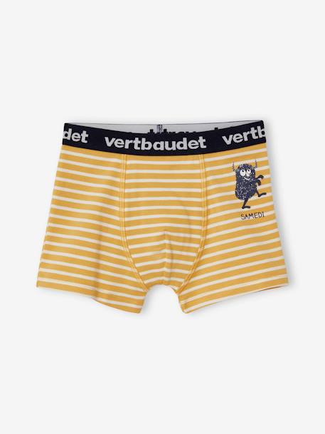 7er-Pack Jungen Boxershorts, Monster Oeko-Tex pack dunkelgrün/gelb gestreift 7