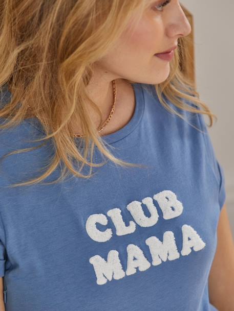 Bio-Kollektion: T-Shirt für Schwangerschaft & Stillzeit CLUB MAMA, personalisierbar - anthrazit+blau - 11