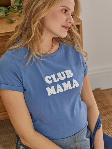 Bio-Kollektion: T-Shirt für Schwangerschaft & Stillzeit CLUB MAMA, personalisierbar - anthrazit+blau - 16