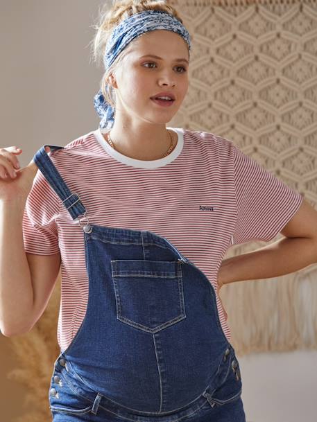 T-Shirt aus Baumwolle, Schwangerschaft & Stillzeit, personalisierbar Oeko-Tex grün+rot gestreift 5