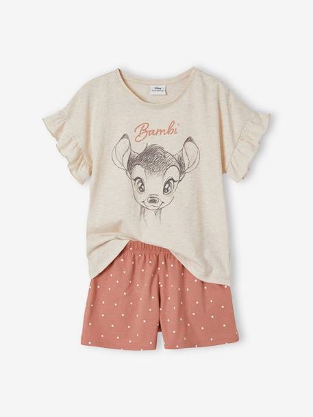 Kurzer Kinder Schlafanzug Disney BAMBI beige meliert 1