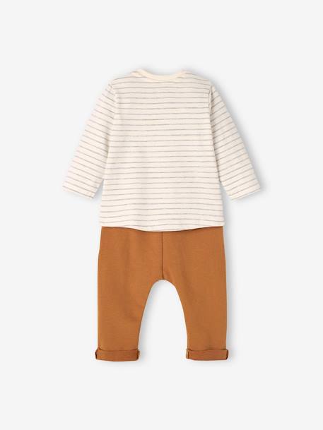 Baby-Set: Shirt & Sweathose Oeko-Tex - blau+gestreift/karamell - 15