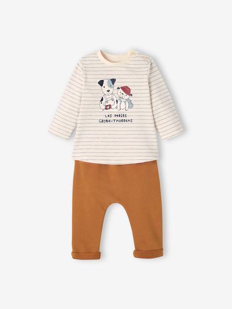 Baby-Set: Shirt & Sweathose Oeko-Tex blau+gestreift/karamell 12