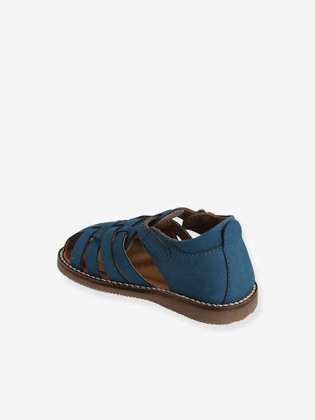 Baby Sandalen mit geschlossener Kappe - blau+camelfarben - 3