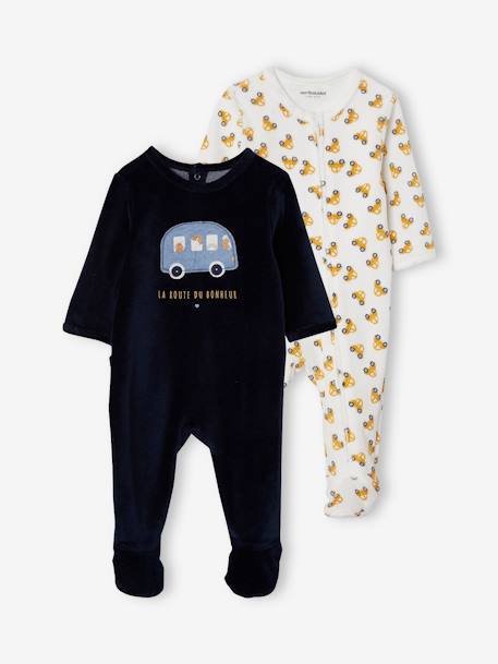 2er-Pack Jungen Baby Samt-Strampler Oeko-Tex pack nachtblau 1