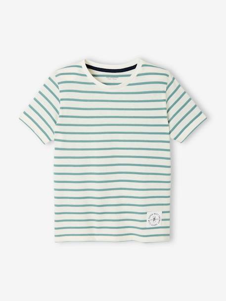 Jungen T-Shirt mit Streifen Oeko-Tex aqua gestreift+azurblau+dunkelblau gestreift+gelb gestreift+rot gestreift 1