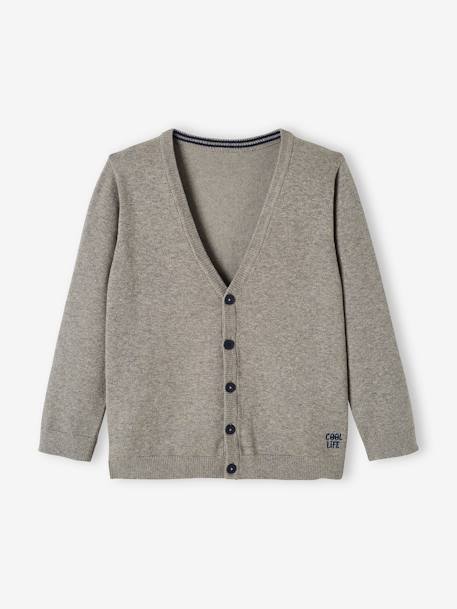 Jungen Strickjacke, College-Style BASIC - grau meliert+marine - 1