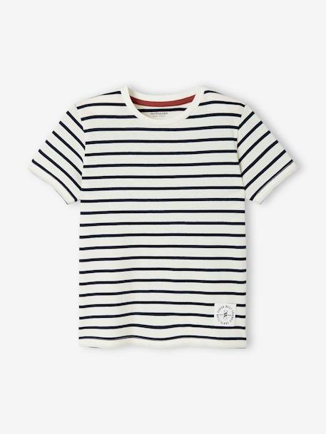 Jungen T-Shirt mit Streifen Oeko-Tex aqua gestreift+azurblau+dunkelblau gestreift+gelb gestreift+rot gestreift 10