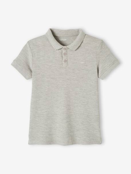 Jungen Poloshirt, kurze Ärmel Oeko-Tex - blau+grau meliert+graugrün+hellblau+hellgelb+marine+rot+weiß - 4