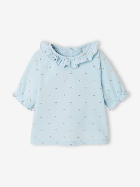 Baby T-Shirt mit Kragen - blau bedruckt - 1