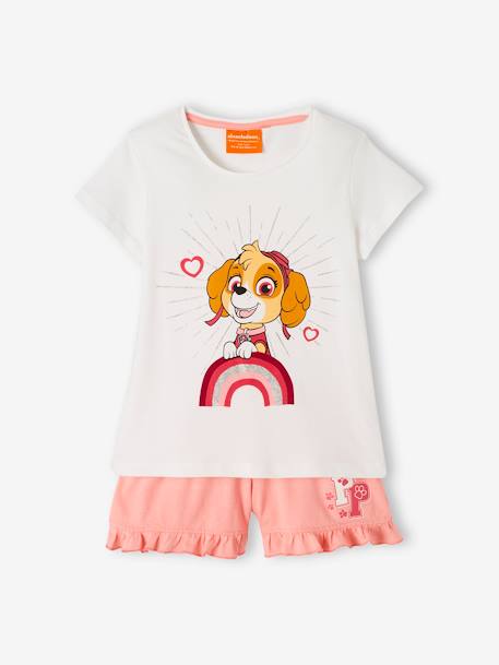 Kurzer Kinder Schlafanzug PAW PATROL weiß+rosa 1