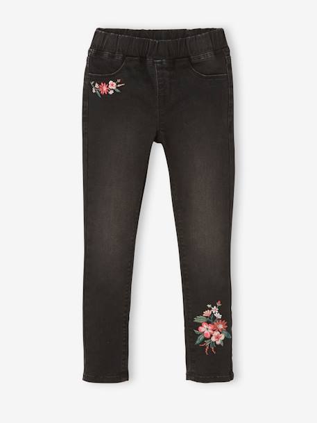 Mädchen Jeggings WATERLESS, Hüftweite COMFORT Oeko-Tex, Bundweite verstellbar blue stone+schwarz 8