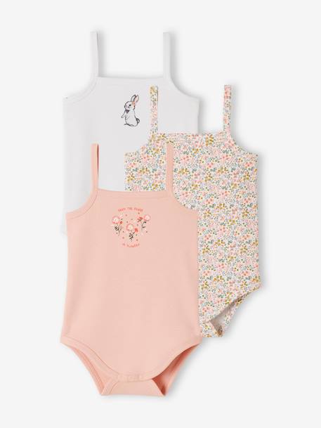 3er-Pack Baby Trägerbodys mit Hasen Oeko-Tex - pack rosa/weiß - 1