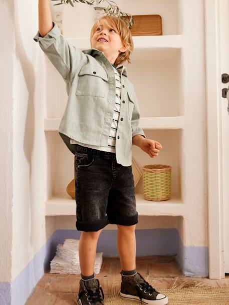 Jungen Shorts in Denim-Optik Oeko-Tex, Bundweite verstellbar schwarz 1