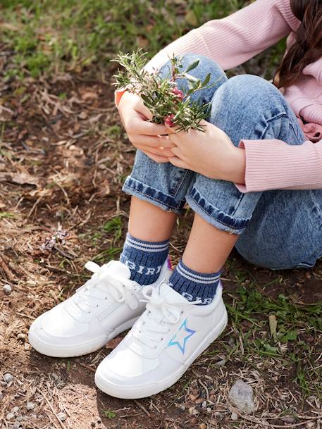 Mädchen Sneakers, Reißverschluss und Schnürung weiß 1