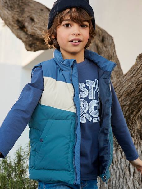 Jungen Weste mit Wattierung aus Recycling-Polyester - petrol - 6