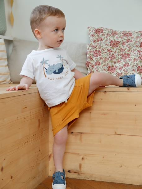 Baby-Set: T-Shirt & Shorts Oeko-Tex - khaki+weiß - 7