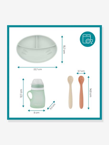 Esslern-Set aus Silikon GROW'ISY BABYMOOV - grün/ziegel - 6