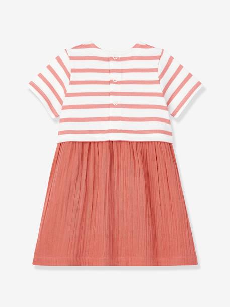 Baby Kleid aus Bio-Baumwolle PETIT BATEAU - weiß gestreift/koralle - 2