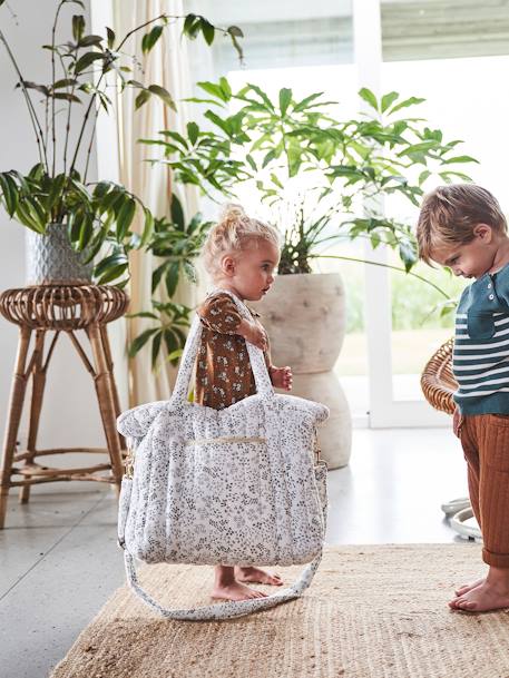 Wickeltasche PLUME, personalisierbar beige bedruckt/hygge+blau indien blume+rosa/folklore blumen+rosa/hippie vintage+weiß bedruckt+weiß geblümt/flora+weiß pfeilsymbole 35